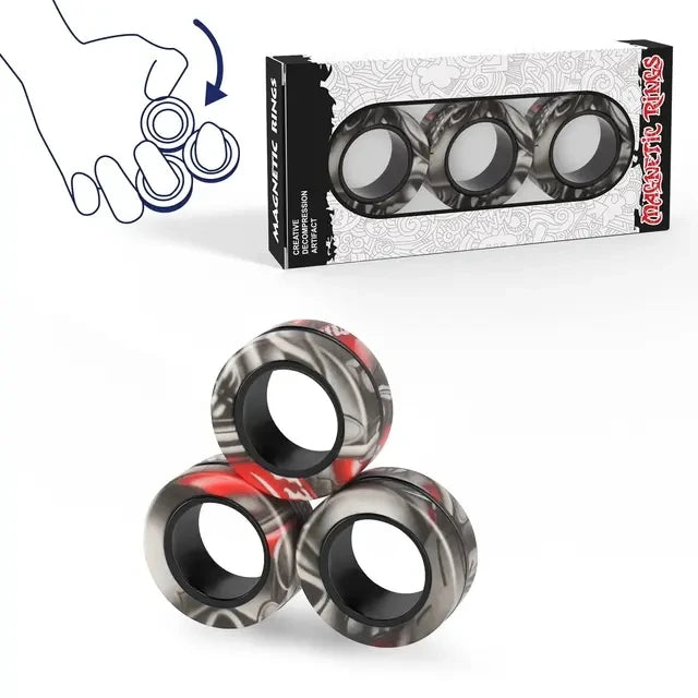 3-Piece Magnetic Ring Fidget Set – Pocket Spinner Toy
