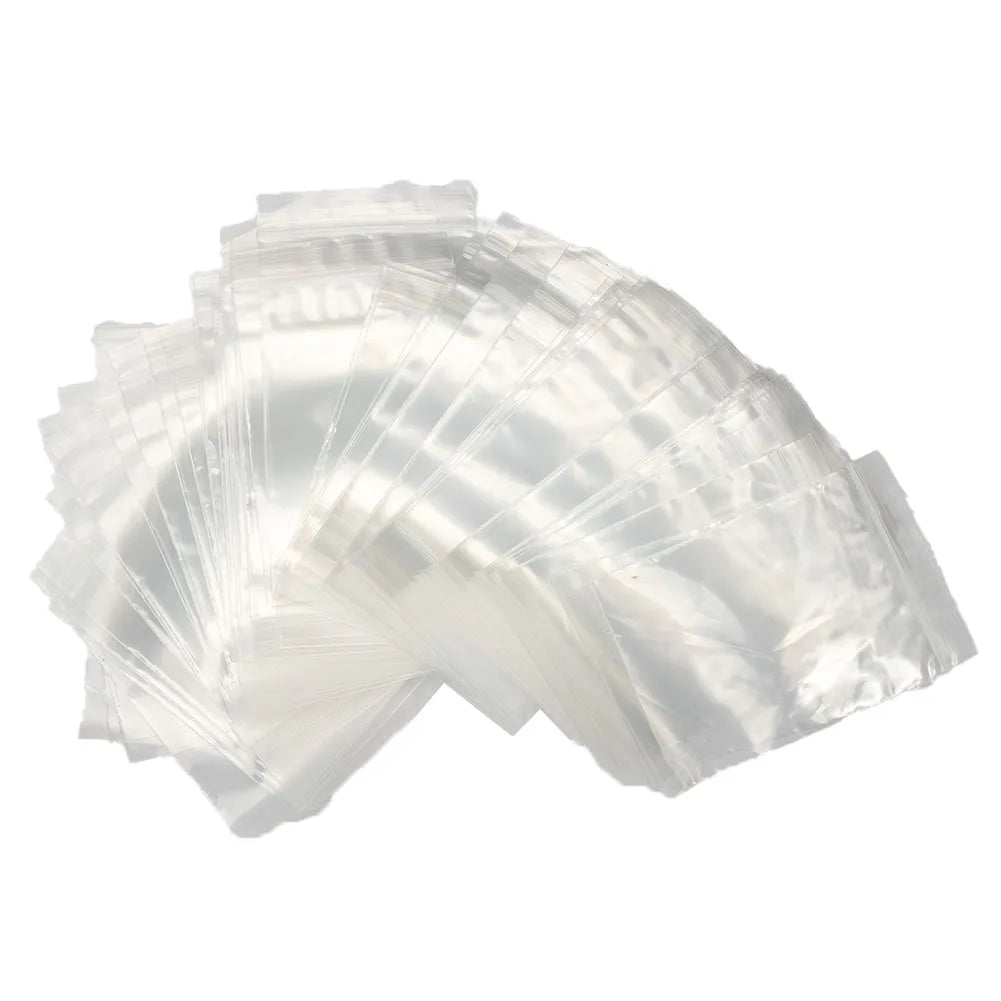 100Pcs Reclosable Clear Plastic Packaging Bags Strong Poly Zip Locks Baggies Grip Self Seal Resealable Baggy For Candy Packing