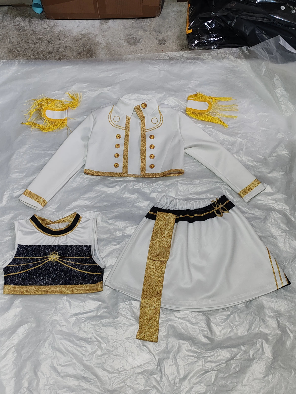Kids Anime Cosplay Girl Costume Group Idol Singer Performance Show Black Golden Costume Child Halloween Party Clolthes Outfit