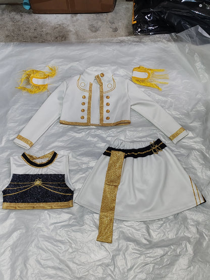Kids Anime Cosplay Girl Costume Group Idol Singer Performance Show Black Golden Costume Child Halloween Party Clolthes Outfit