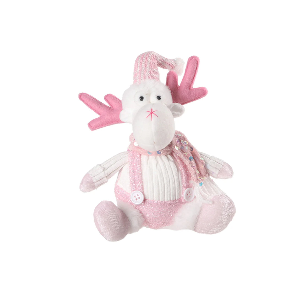 Christmas Decorations - Sitting Sequined Cartoon Doll Pendant Pink Reindeer,Snowman and Santa Claus Christmas Party Scene Props