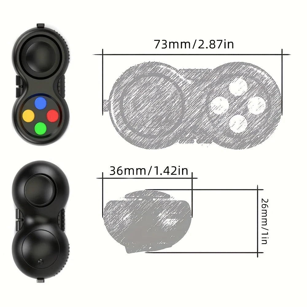 Fidget Pad with 8 Fidget Functions, Fidget Controller Stress Reducer, Toy Cube Relieves Stress and Anxiety