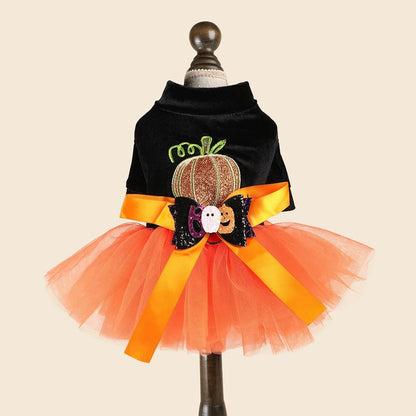 Halloween Costumes Dresses For Dog Elegant Pet Vest With Tutu Skirt Autumn Winter Girl Female Pet Toy Poodle Small Breeds Cat