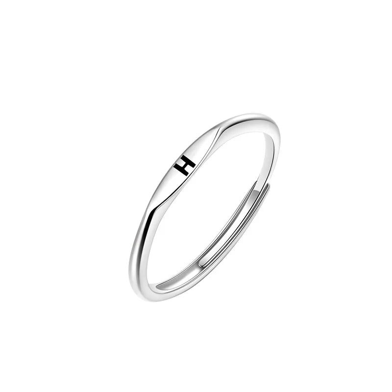 Elegant Initial Letter Alphabet Adjustable Thin Stackable Ring for Women Girl