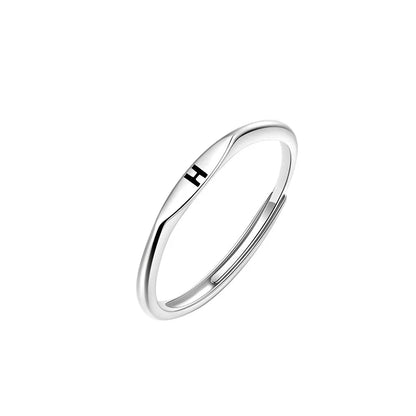 Elegant Initial Letter Alphabet Adjustable Thin Stackable Ring for Women Girl