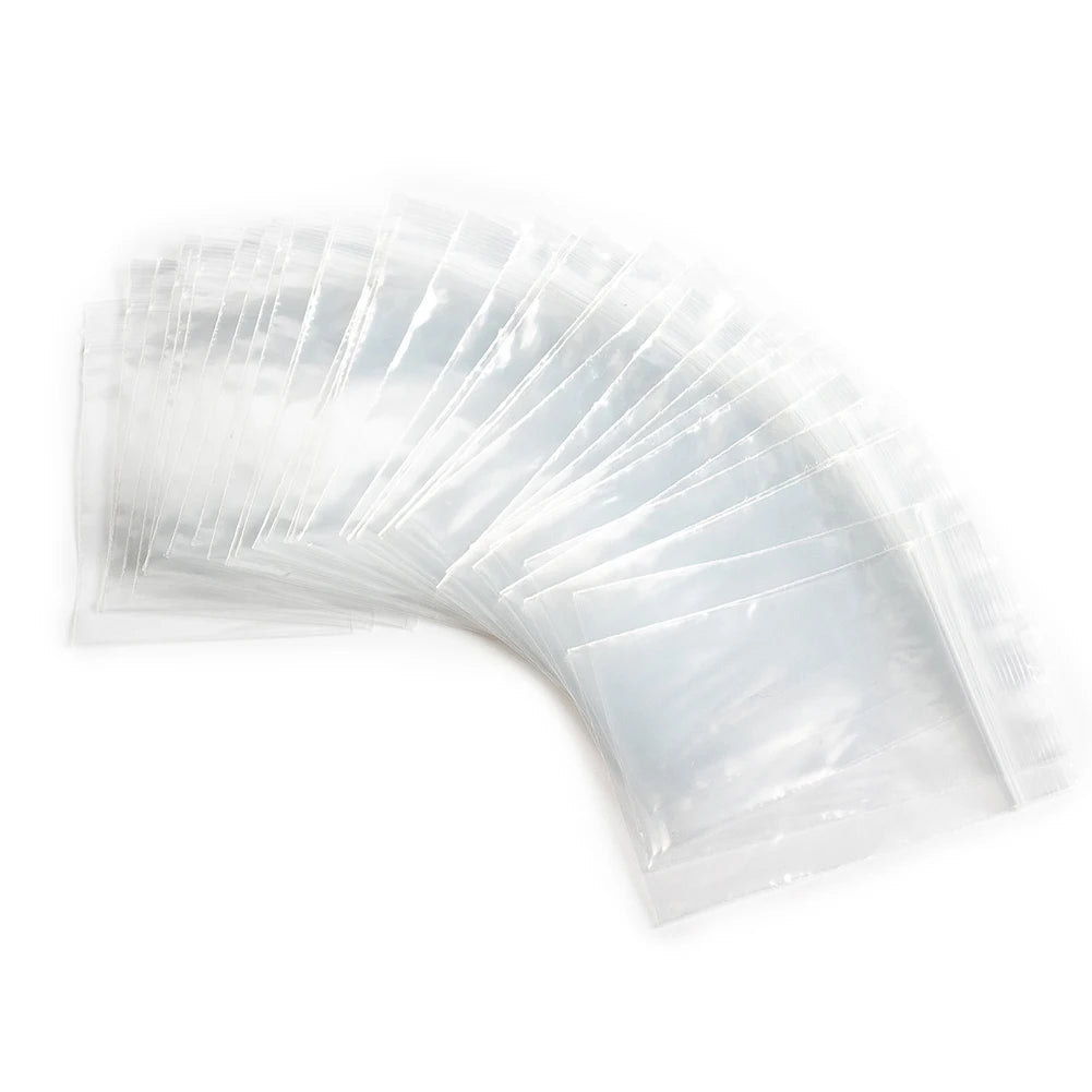 100Pcs Reclosable Clear Plastic Packaging Bags Strong Poly Zip Locks Baggies Grip Self Seal Resealable Baggy For Candy Packing