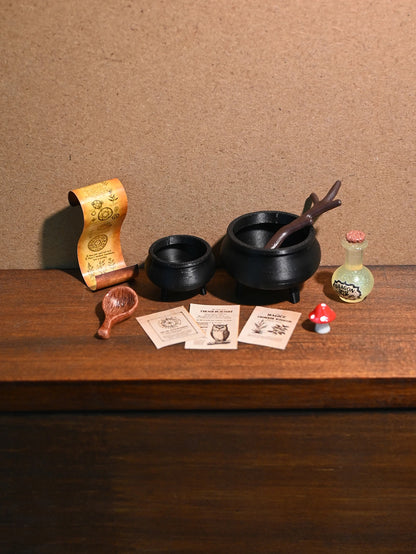 Miniature Magic Crucible Scene Decorations, Suitable for Model House Construction and Set-Up, 1/12 Dollhouse Model House Decoration Accessories, Photography Props, Micro-Landscape Decorations, Miniatures Decoration, Small Gif