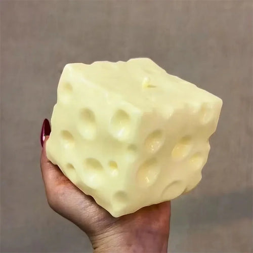 Jumbo Cheese Cube Squishy – Sensory Squeeze Fidget