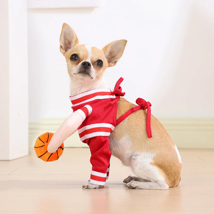 Halloween Pet Basketball Costume with 3D Ball Funny Sport Cosplay Outfit for Small Medium Dogs Pug Apparel Photo Shoots Playtime