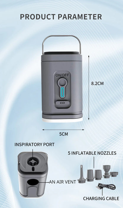 Mini Portable Air Pump with 1300mAh Battery USB Rechargeable to Inflate Deflate for Pool Floats, Air Bed, Vacuum Storage Bags