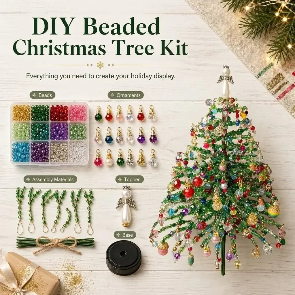 DIY Beaded Christmas Tree Kit Handmade Creative DIY Beading Project Set 3D Crystal Bead Holiday Craft Set for Women Men Home