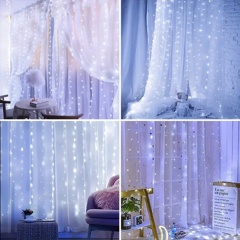 USB Christmas LED Curtain Lights, Indoor Fairy Curtain Lights, Suitable for Bedroom, Background Windows, Holiday Lighting