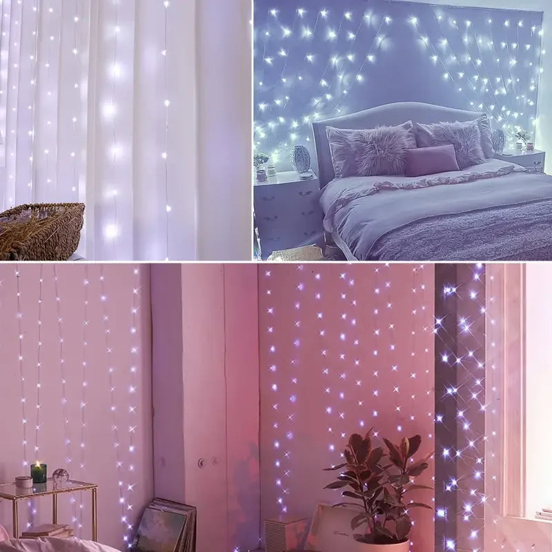 USB Christmas LED Curtain Lights, Indoor Fairy Curtain Lights, Suitable for Bedroom, Background Windows, Holiday Lighting