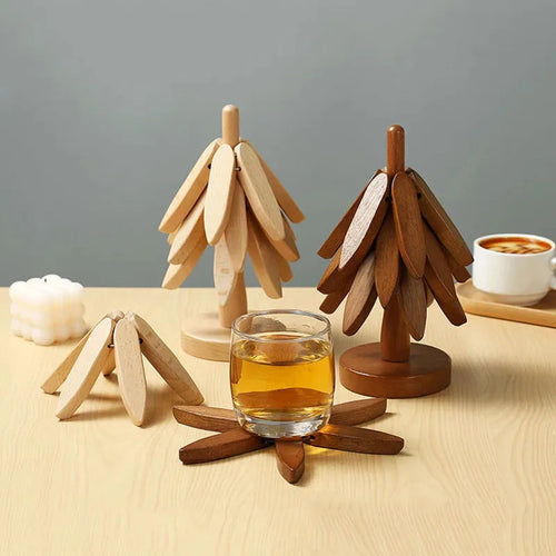 Christmas Tree Insulation Mat Solid Wood Dining Table Coaster Anti Scalding Mat Pot Mat Creative Personalized Home Decoration