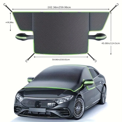 Magnetic Oxford Snow Cover, Thick Frost Guard for All Cars, Easy Install, Durable Winter Ice Protection for Windshield.