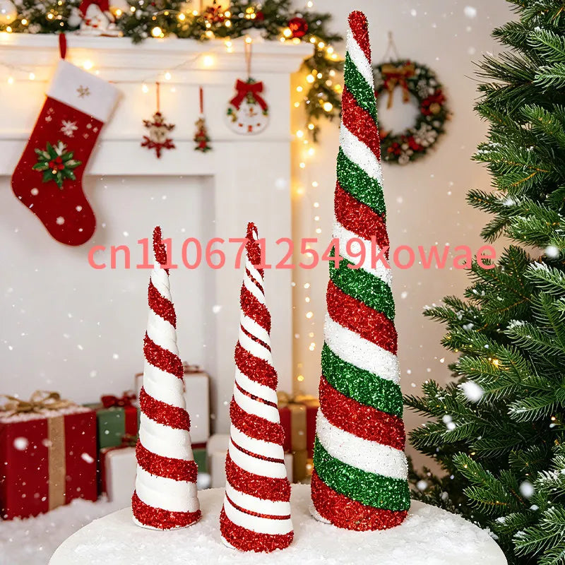 Christmas Decorations: Conical Tree Tower, Plastic V-shaped Tabletop Decoration, Window Display Coffee Shop Atmosphere