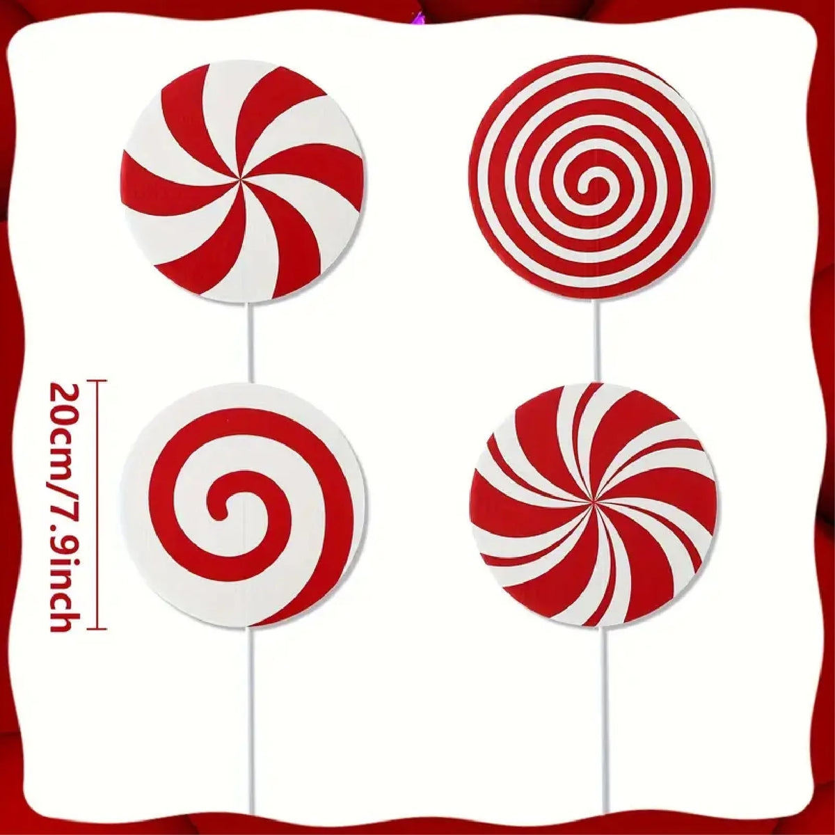 Set of 4/8 Christmas Tree Decorations Featuring a Red And White Peppermint Candy Design, Ideal for Adorning The Top of Your Tree