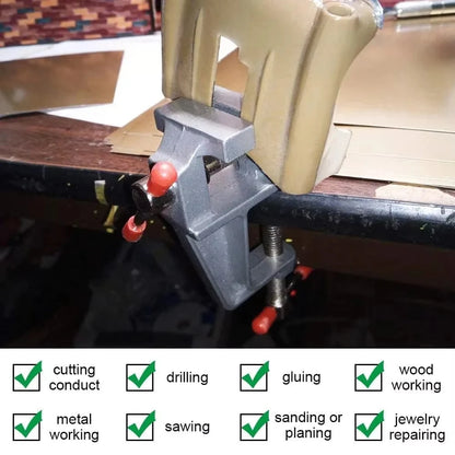 Mini Bench Vise Muliti-Funcational 3.5&quot Aluminum Miniature Small Jewelers Hobby Clamp On Table Flat Pliers Tool Vice