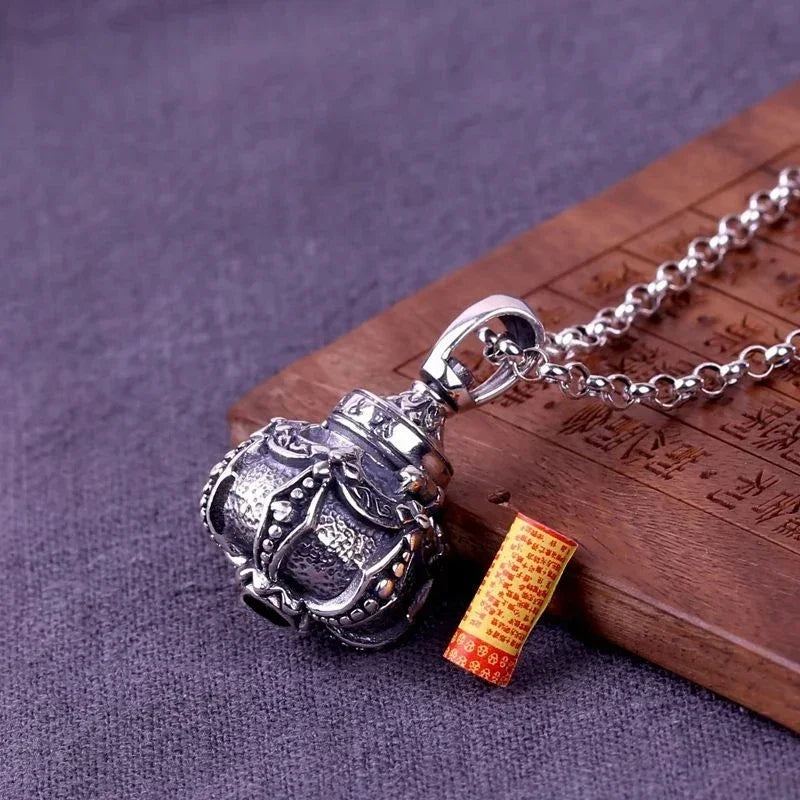 Can Open Bronze Mirror Box Pendant Women\'s Charm Retro Necklace Exquisite Handicrafts Oval Imitation Jade Jewelry Birthday Gift