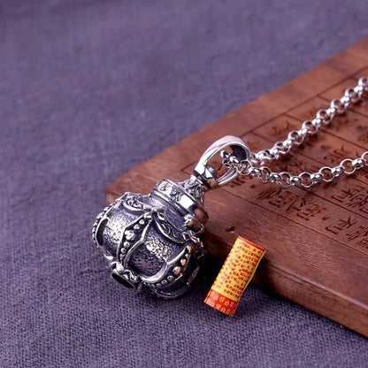 Can Open Bronze Mirror Box Pendant Women\'s Charm Retro Necklace Exquisite Handicrafts Oval Imitation Jade Jewelry Birthday Gift