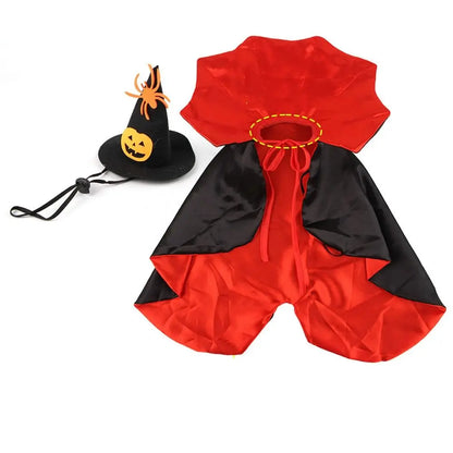 Stand-collar Halloween Pet Costume Comfortable Adjustable Cat Cosplay Cloak Soft Fabric Pet Supplies Kitten Puppy Dress Party