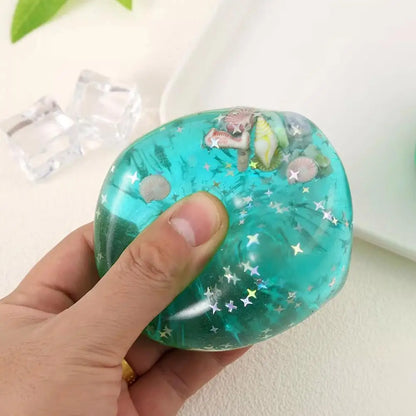 Squishy Stress Balls Cube - Ocean Sensory Fidget Toy Slow Rise Squishy Toys for Kids and Adults Squeeze Relax Gift