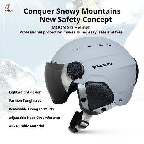 Moon Hot Selling Ski Snowboard Helmet ABS+EPS Integrated Goggle Shield Low Weight Adults Men Women Ski Helmet