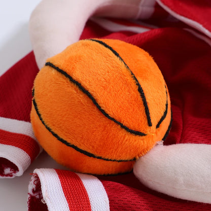 Halloween Pet Basketball Costume with 3D Ball Funny Sport Cosplay Outfit for Small Medium Dogs Pug Apparel Photo Shoots Playtime