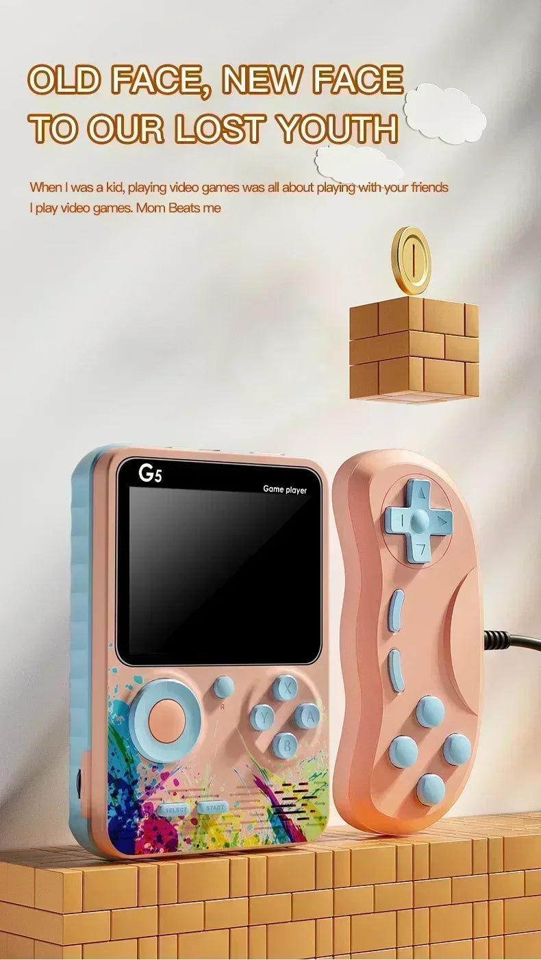 Retro G5 Portable Handheld Game Console 3 0Inch Screen 500 Classic Games Macaron Color 1020mAH Rechargeable Battery Gamepad