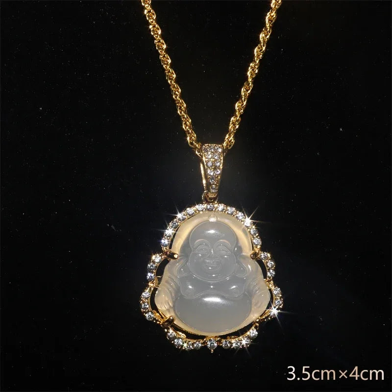 Can Open Bronze Mirror Box Pendant Women\'s Charm Retro Necklace Exquisite Handicrafts Oval Imitation Jade Jewelry Birthday Gift