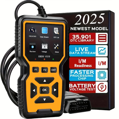 Professional Obd2 Diagnostic Tool for Heavy-Duty Vehicle Repair - Code Reader/Resetter, Supports Real-Time Data Stream, No Battery Required, Compatible with Vehicles from 1996 Onwards (Obdii/Eobd, Mode 6/8), Suitable for Mech