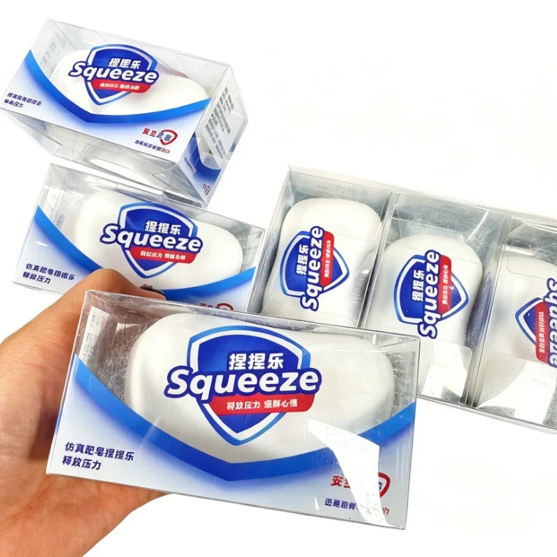 Squishy Soap Stress-Relief Fidget Toy Soft Simulated Soap Squeeze Toy Anti-Anxiety Slow Rebound Relaxing Toy Decompression Gift