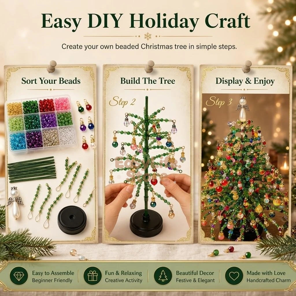 DIY Beaded Christmas Tree Kit Handmade Creative DIY Beading Project Set 3D Crystal Bead Holiday Craft Set for Women Men Home