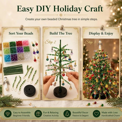 DIY Beaded Christmas Tree Kit Handmade Creative DIY Beading Project Set 3D Crystal Bead Holiday Craft Set for Women Men Home