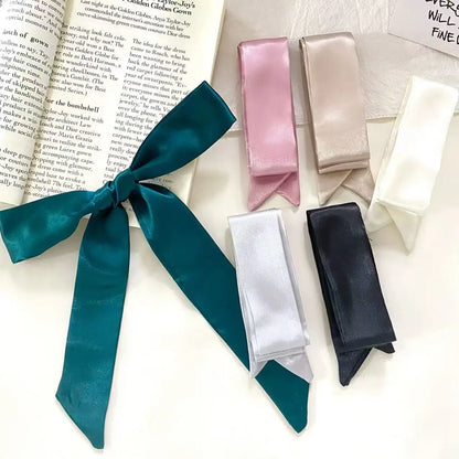4.5x100cm Long Skinny Hair Scarf Women Imitation Silk Satin Headband Cute Neckerchief Solid Colors Ladies Fashion Bag Scarves