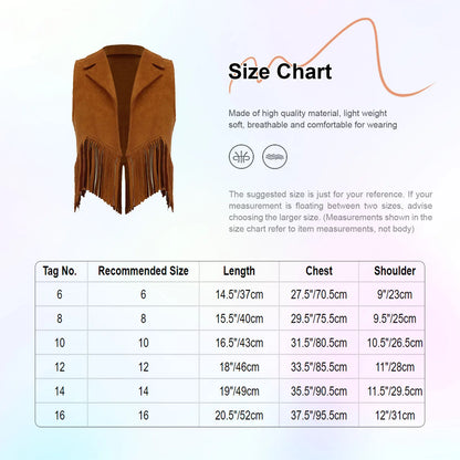 Kids Girl Boy Fringed Vest for Carnival Theme Party Tassels Top Open Front Waistcoat Child Halloween Western Cowboy Costumes