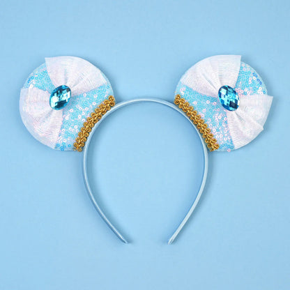 New Christmas Halloween Mouse Ears Headband Cartoon Sequin Bows Headband Birthday Party Princess Cosplay Costume For Women Adult