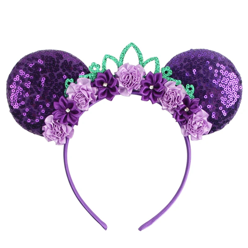 New Christmas Halloween Mouse Ears Headband Cartoon Sequin Bows Headband Birthday Party Princess Cosplay Costume For Women Adult