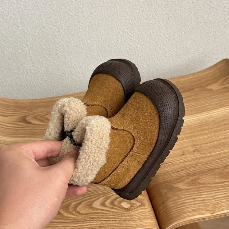 Soft Leather Children's Snow Boots for Baby Toddler Warm Fleece Lined Winter Outdoor Footwear Toddler Boots for Little Kids