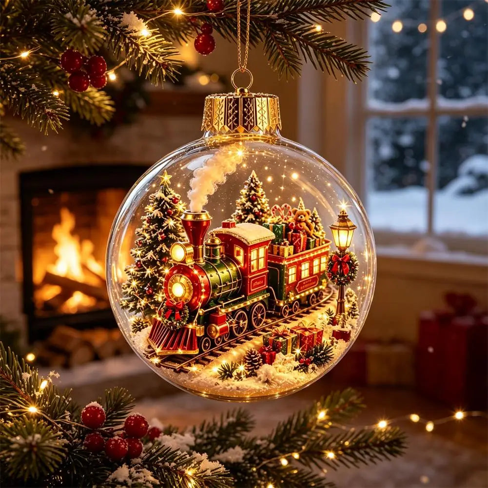 Christmas Story Decorations With Lights Creative Nutcracker Reindeer Snowman Glowing Christmas Tree Decor Pendant Crystal ball