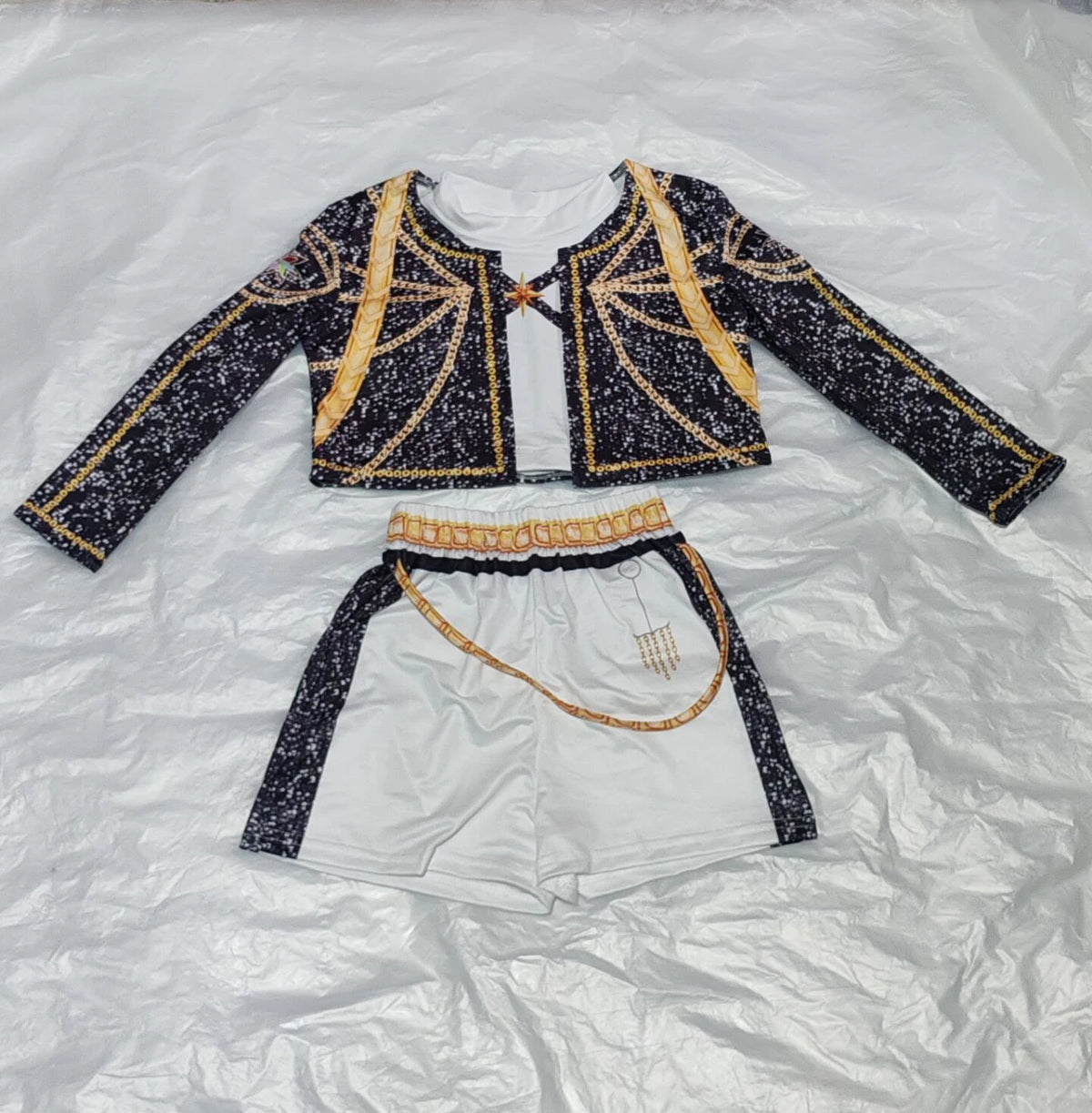 Kids Anime Cosplay Girl Costume Group Idol Singer Performance Show Black Golden Costume Child Halloween Party Clolthes Outfit