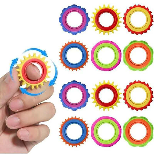 Rotating Fidget Toys Sensory Rings for Kids 6PCS Finger Spinner ADHD Quiet Stress Relief Gifts Classroom Prize Stocking Stuffers