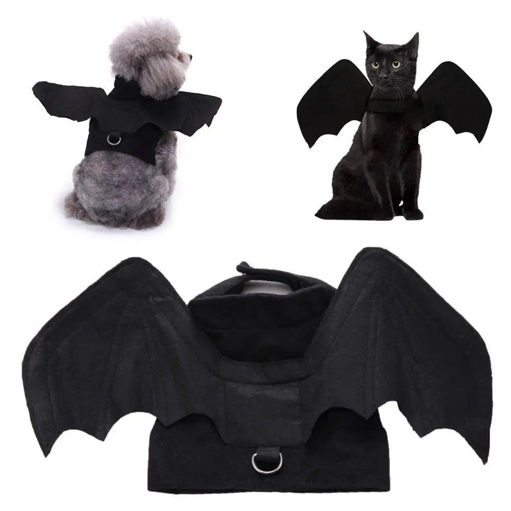 -Halloween Pet Costume - Cute Black Bat Wings Harness Costume For Cats And Dogs, Halloween Party Cosplay, Pet Supplies
