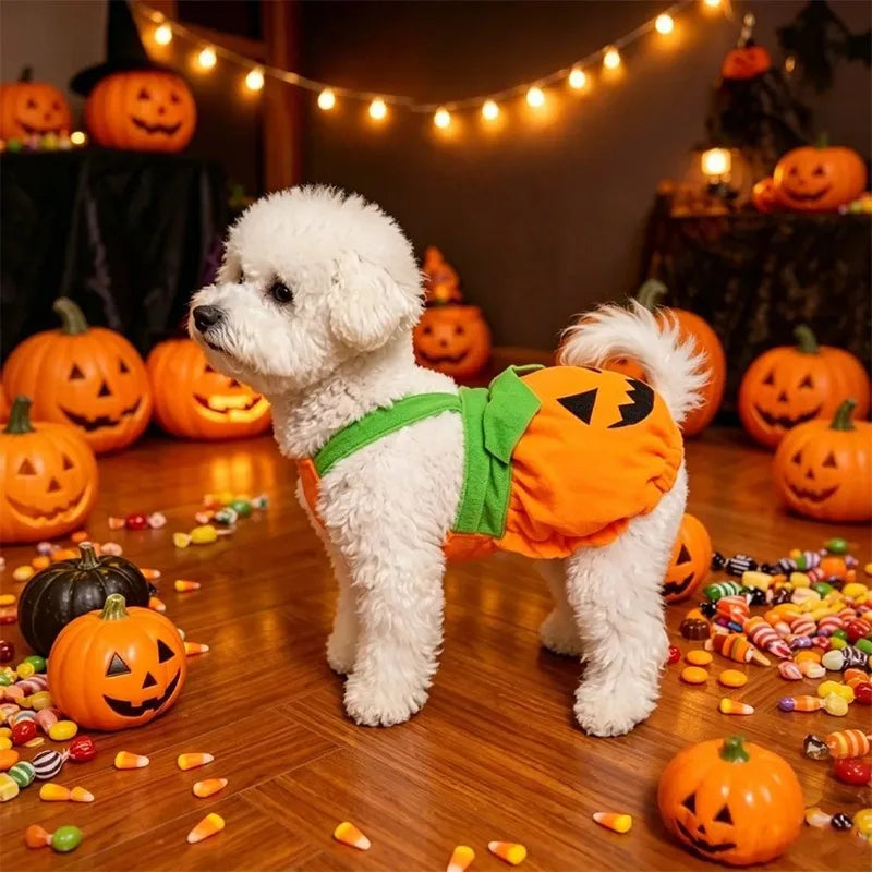 Halloween Pumpkin Pet Dress Funny Cosplay Costume For Small Dogs & Cats Cute Pumpkin  Skirt For Teddy & Kitten Halloween Outfit
