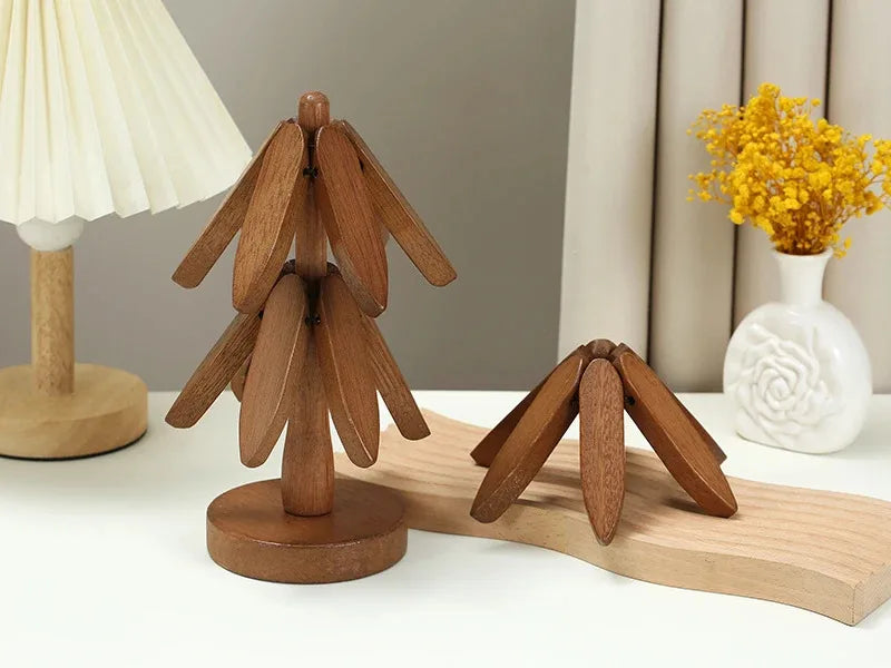 Christmas Tree Insulation Mat Solid Wood Dining Table Coaster Anti Scalding Mat Pot Mat Creative Personalized Home Decoration