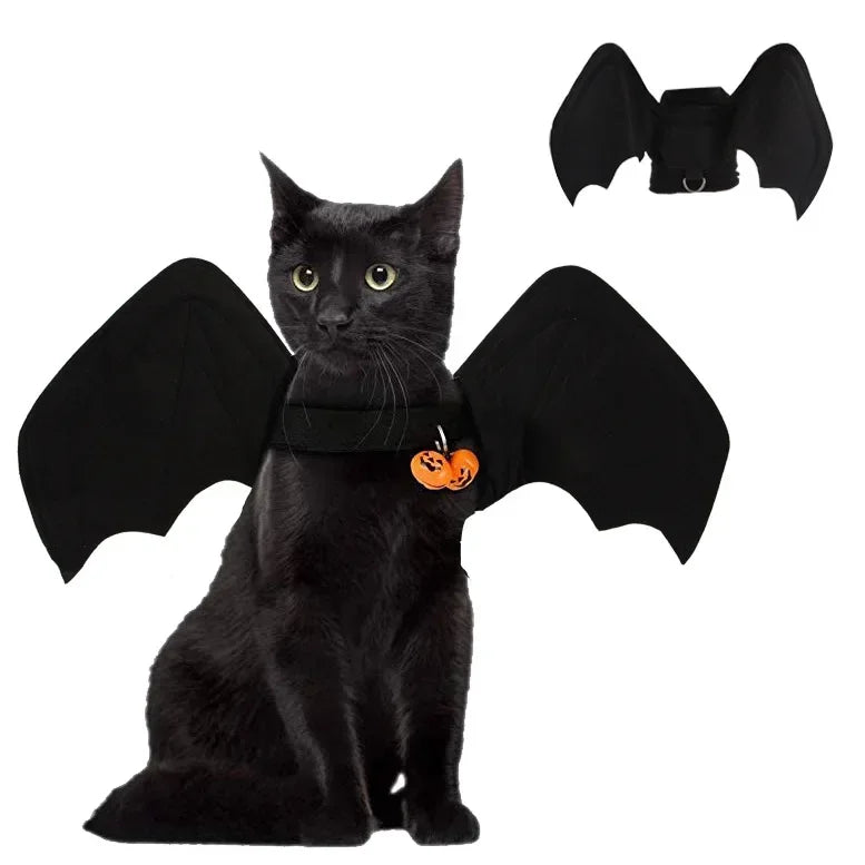 Halloween Cute Pet Clothes Black Bat Wings Harness Costume for Halloween Cosplay Cat Dog Halloween Party for Pet Supplies