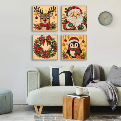 Christmas Decor DIY Santa Claus Snowman 3D Pearl Painting Diamond Art Kits for Beginners 20*20CM for Home Wall Decoration Gift