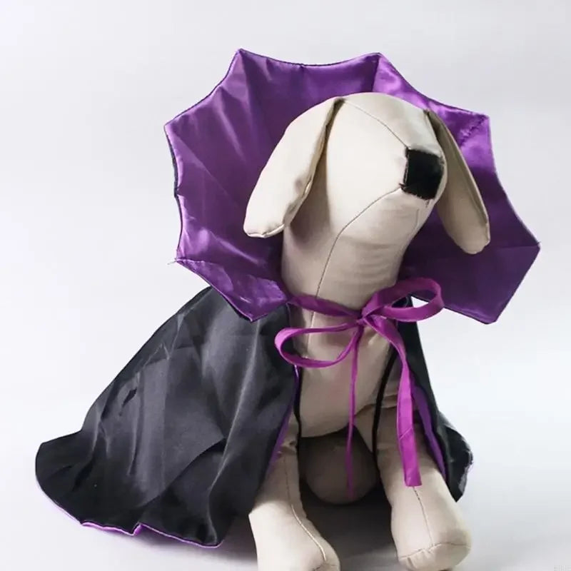 Halloween Pet Costume Cloak with Easy to Wear Laceup Tied Design Comfortable Polyester Dog Cosplay Outfit for Parties 87HA