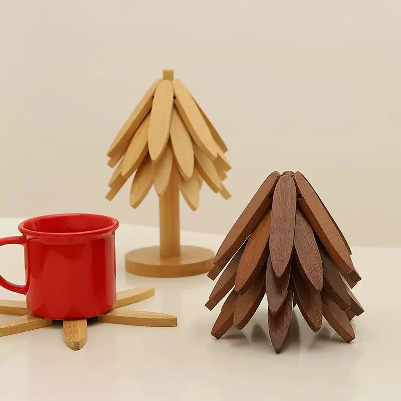 Christmas Tree Insulation Mat Solid Wood Dining Table Coaster Anti Scalding Mat Pot Mat Creative Personalized Home Decoration