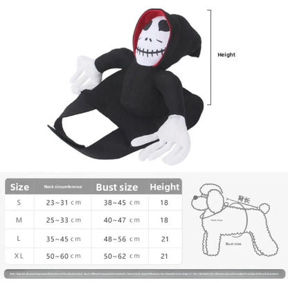 Halloween Pet Dog Costume Skeleton Reaper Rider Style Dog Cosplay Clothes Funny Riding Outfit Medium Large Dogs Party Dress‑up